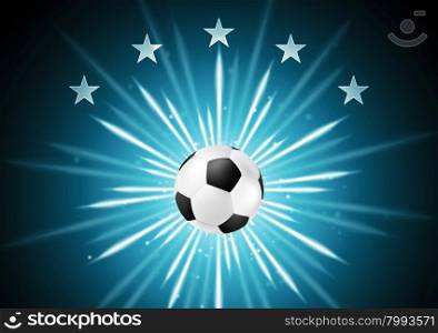 Abstract soccer background with ball and stars