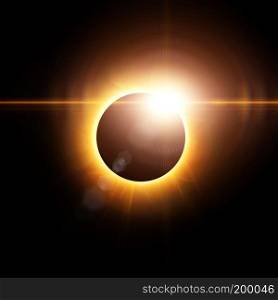 Abstract solar eclipse background with 3d rendered flares.