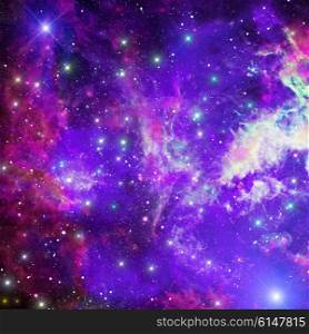 Abstract space background with bright stars and nebula