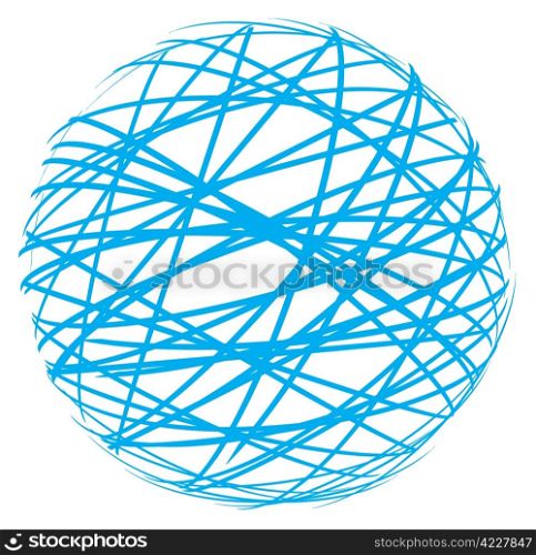 abstract sphere from blue lines on white background