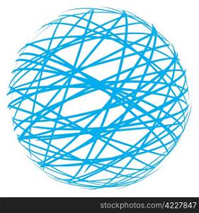 abstract sphere from blue lines on white background
