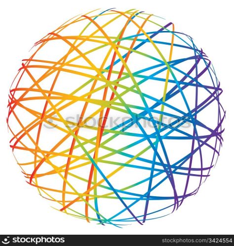 abstract sphere from color lines on white background