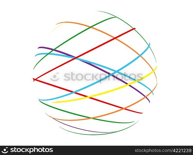 abstract sphere from multi-colored lines on white