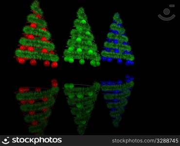 abstract spiral christmas tree with decoration. 3d