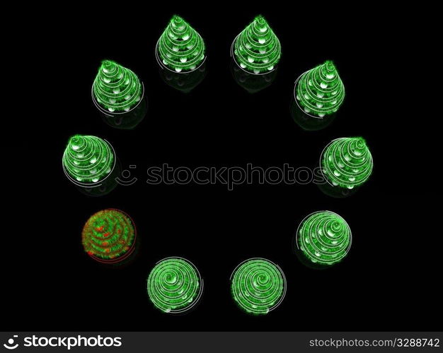 abstract spiral Christmas trees. 3d