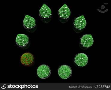 abstract spiral Christmas trees. 3d