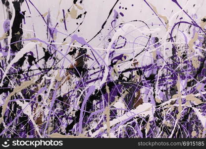 Abstract Splash Painting Art: Strokes with Different Color Patterns like Purple, Violet and Black