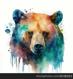 Abstract splash watercolor painting. Concept of polar bear in wide life design. Finest generative AI.. Abstract splash watercolor painting. Concept of polar bear in wide life design.