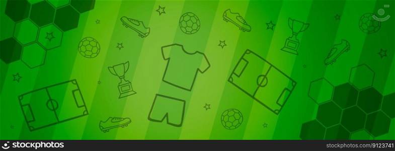 Abstract sports background with different football elements - illustration. Abstract sports background with different football elements
