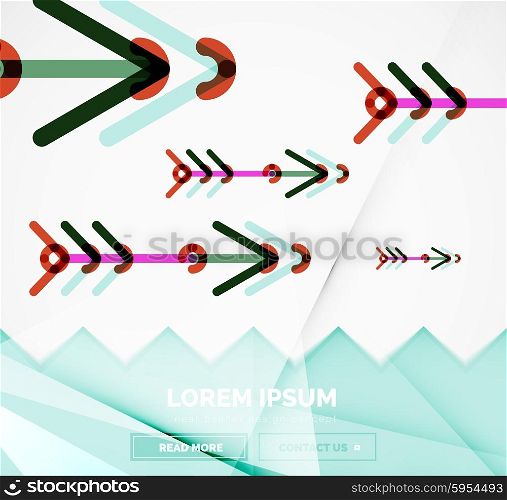 Abstract square banner template with arrows, linear design style. illustration