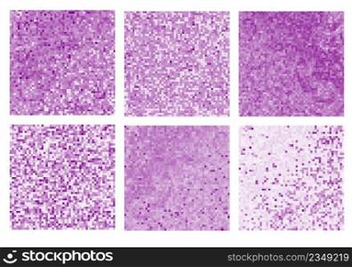 Abstract square pixel mosaic background art set. Abstract pixel mosaic