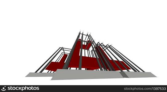 Abstract, structure, sculpture and architecture, Sketch concept idea.