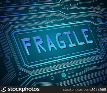 Abstract style illustration depicting printed circuit board components with a fragile concept.