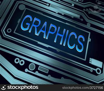 Abstract style illustration depicting printed circuit board components with a graphics concept.