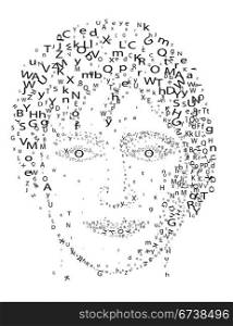 Abstract stylized portrait made from letters