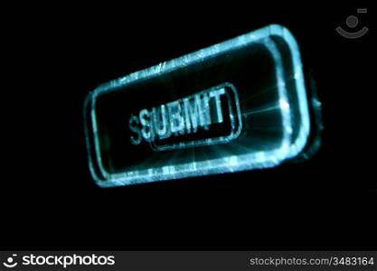 abstract submit neon button in dark