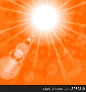 Abstract Sun Background. Orange Summer Pattern.. Abstract Sun Background. Orange Summer Pattern. Bright Background with Sunshine. SunBurst with Flare and Lens.