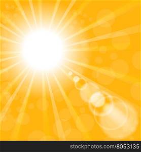 Abstract Sun Background. Yellow Summer Pattern.. Abstract Sun Background. Yellow Summer Pattern. Bright Background with Sunshine. SunBurst with Flare and Lens.