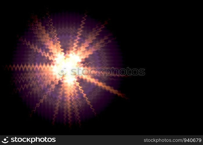 Abstract sun burst with digital lens flare background.