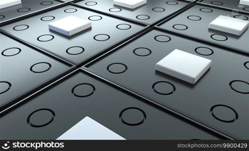 Abstract surface with repeating geometric elements, 3d rendering of digital composition. Computer generated isometric backdrop. Abstract surface with repeating geometric elements, 3d rendering of digital composition. Computer generated isometric background