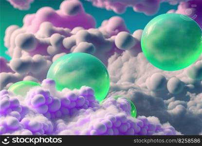 Abstract sweet foam clouds with splashing forms and drops. Colorful foam cloud ro sweet cotton background. Generated AI. Abstract sweet foam clouds with splashing forms and drops. Colorful foam cloud ro sweet cotton background. Generated AI.