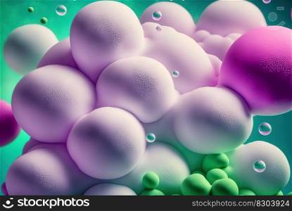 Abstract sweet foam clouds with splashing forms and drops. Colorful foam cloud ro sweet cotton background. Generated AI. Abstract sweet foam clouds with splashing forms and drops. Colorful foam cloud ro sweet cotton background. Generated AI.