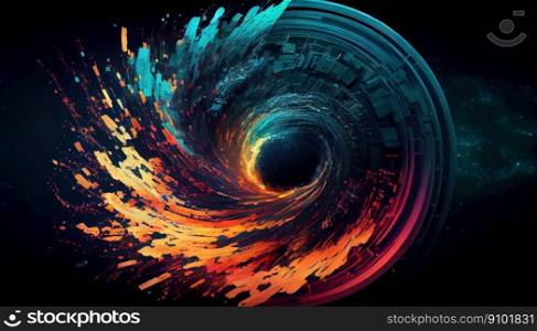 Abstract swirl of data pieces. Big data collection concept. Generative AI.. Abstract swirl of data pieces. Big data collection concept. Generative AI