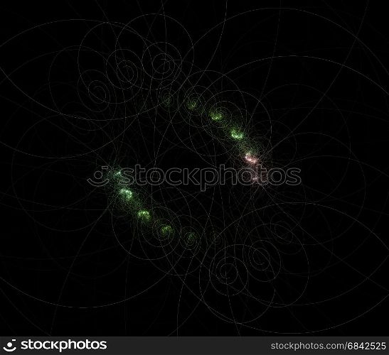 Abstract swirls fractal design. Isolated on black background.