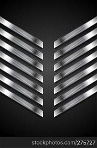 Abstract tech black background with metallic stripes