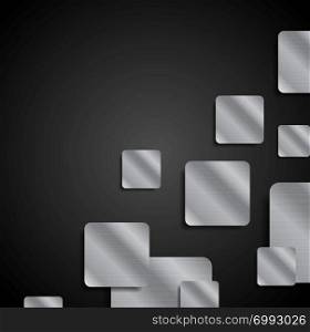 Abstract tech dark background with metallic squares. Abstract tech dark background with metal squares