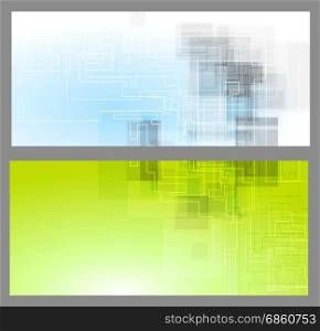 Abstract tech geometric bright banners