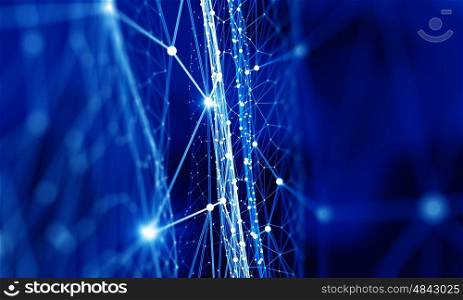 Abstract technology background. Blue virtual technology background with lines and grids