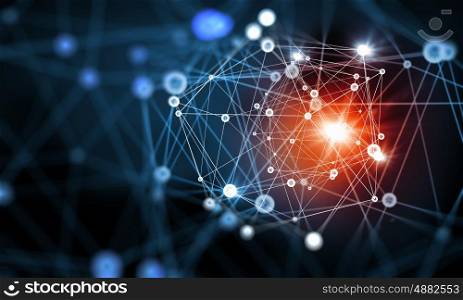 Abstract technology background. Blue virtual technology background with lines and grids