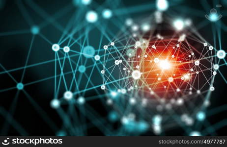 Abstract technology background. Blue virtual technology background with lines and grids