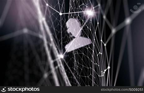 Abstract technology background. Dark virtual technology background with lines and grids