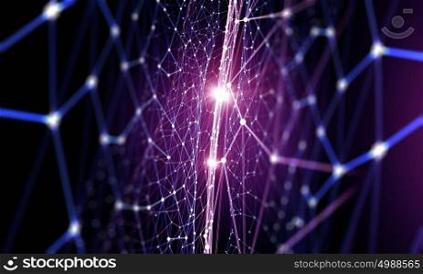 Abstract technology background. Purple virtual technology background with lines and grids