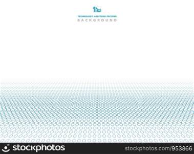 Abstract technology blue color of halftone circle pattern background. Modern design for artworks in use, ad, print, cover template, print, annual report. vector eps10