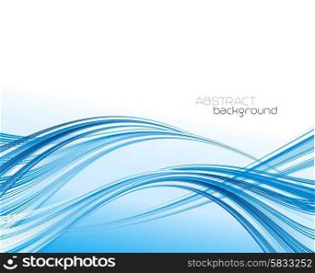 Abstract template background with blue curved wave. . Abstract template background with blue curved wave. Wavy lines.