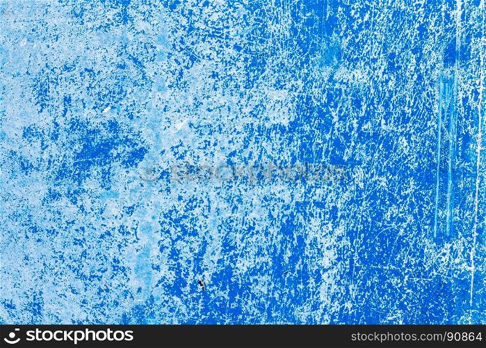 Abstract texture of old blue cracked paint on plastic vintage background.