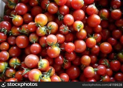 Abstract texture pattern of red cherry tomatoes