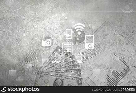 Abstract theme of modern computer network concept. Computing and network