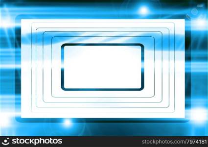 Abstract transparent blue square with lights and sparkles