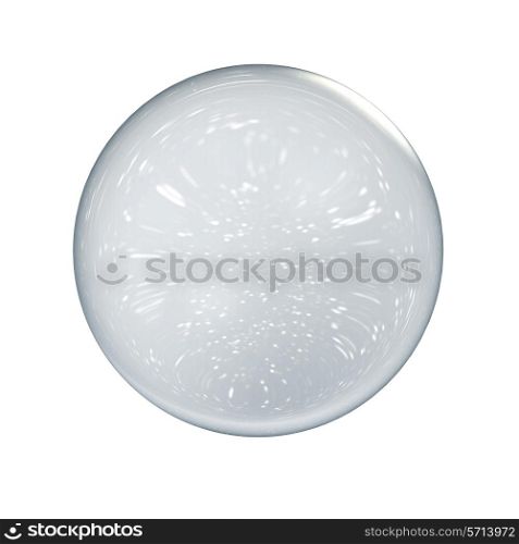 Abstract transparent glass sphere isolated on white background.