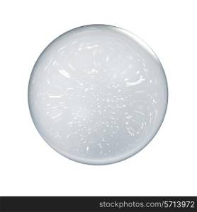 Abstract transparent glass sphere isolated on white background.