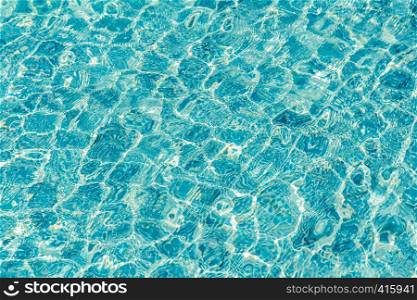 Abstract turquoise pool water ripple with sun reflection background