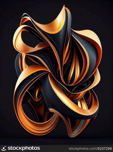 Abstract twisted lines shape, created with generative AI