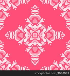 Abstract valentine tiles medallion background with hearts. Seamless pattern vector tille design