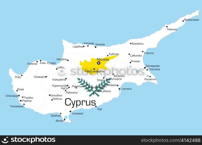 Abstract vector color map of Cyprus country colored by national flag