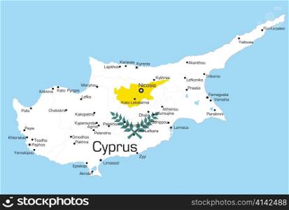 Abstract vector color map of Cyprus country colored by national flag