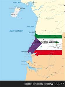 Abstract vector color map of Equatorial Guinea country colored by national flag